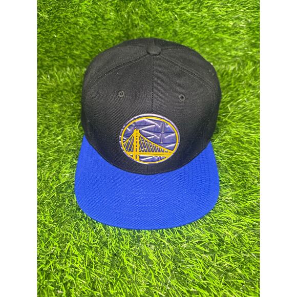 Mitchell & Ness Golden State Warriors Snapback Black Blue NBA Hardwood - Picture 1 of 7